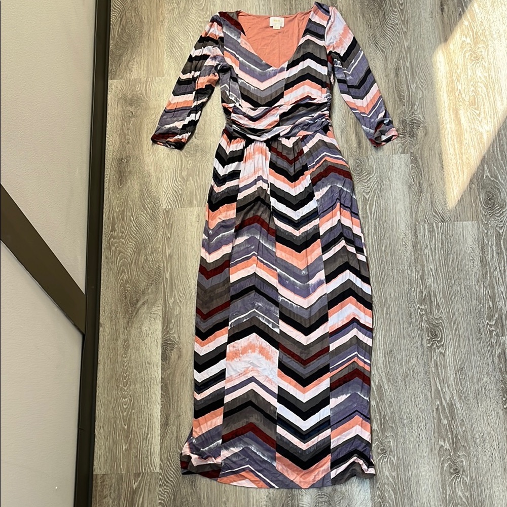 Anthropologie Maeve Novela Chevron Stretch Knit  Maxi Dress